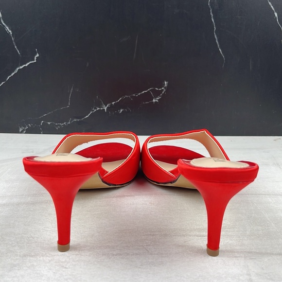 WSKEISP Women’s Peep Toe Slip On Mule Sandal Red Satin sz 10 - Picture 5 of 11